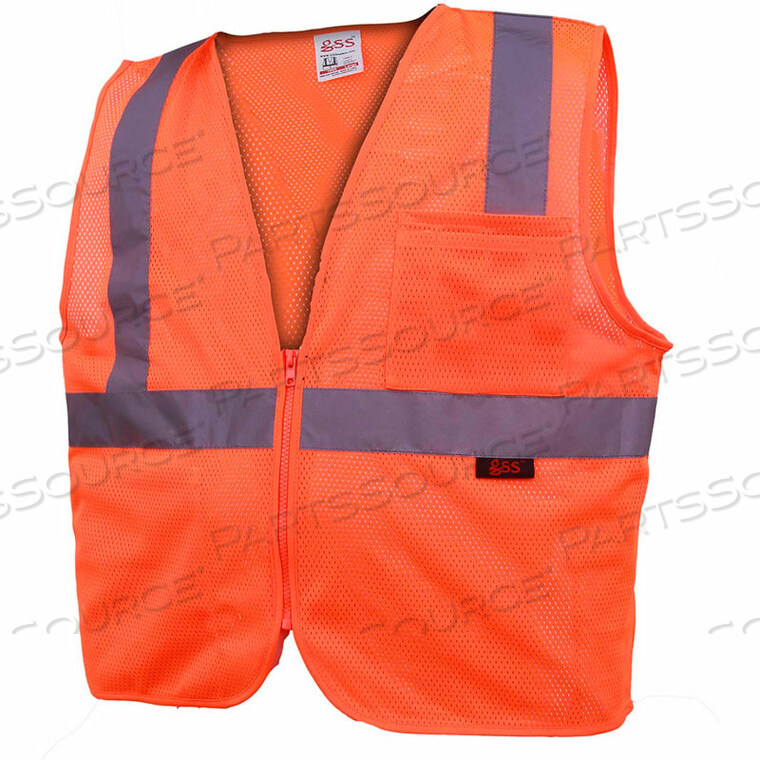 OEM#: 1002-MD1002 STANDARD CLASS 2 MESH ZIPPER SAFETY VEST, ORANGE, MEDIUM by GSS Safety LLC
