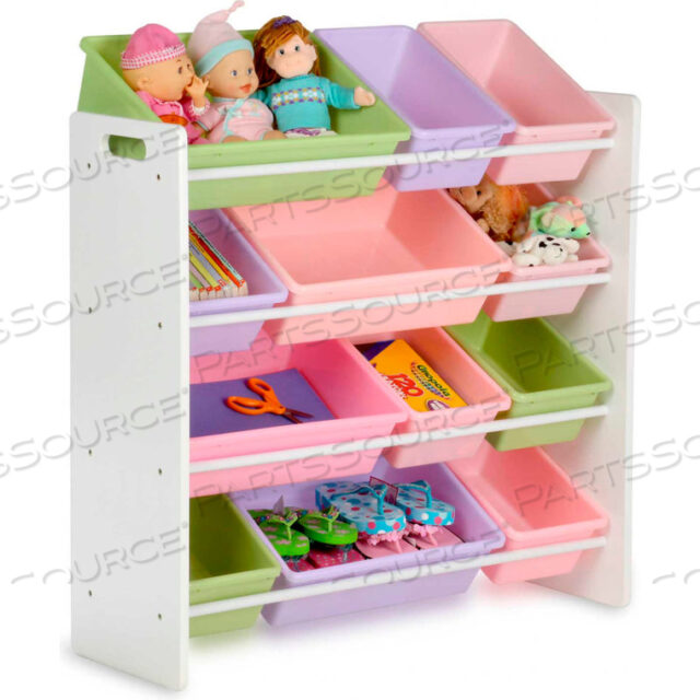 KIDS TOY STORAGE ORGANIZER WITH 12 BINS, WHITE