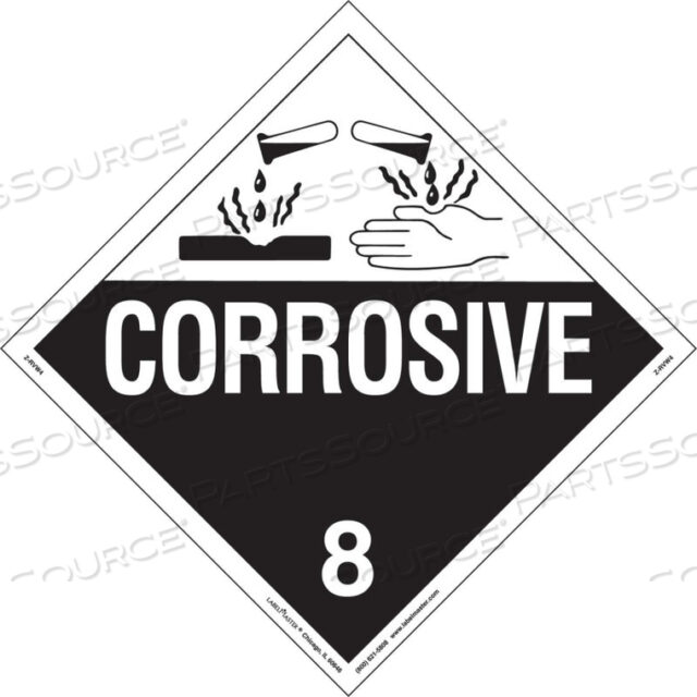 CORROSIVE PLACARD, WORDED, RIGID VINYL, 25/PACK