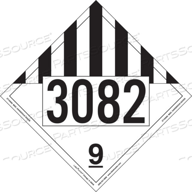 MISCELLANEOUS DANGEROUS GOODS PLACARD, UN 3082, TAGBOARD, 25/PACK