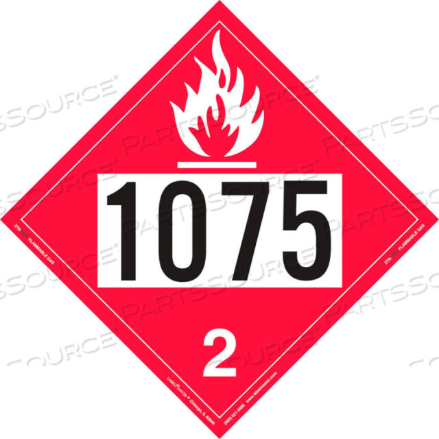 FLAMMABLE GAS PLACARD, UN 1075, TAGBOARD, 25/PACK