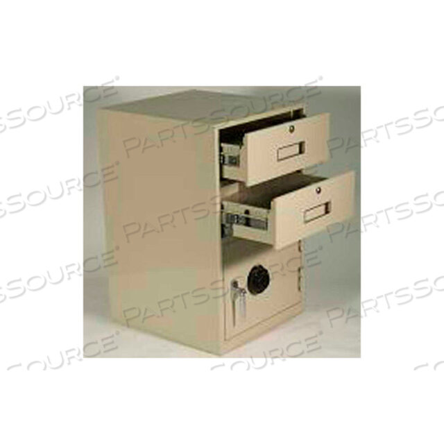 LOWBOY PEDESTAL SAFE - 2 DRAWERS THICK FULL LEFT HINGED DOOR 18X19X27-7/8 BLACK