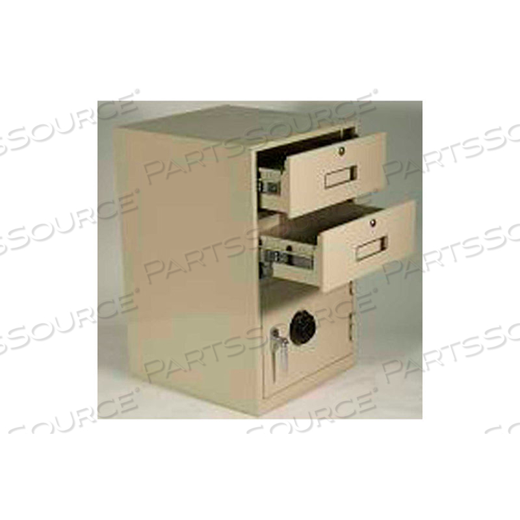 LOWBOY PEDESTAL SAFE - 2 DRAWERS THICK FULL RIGHT HINGED DOOR 18X19X27-7/8 CHAMPAGNE