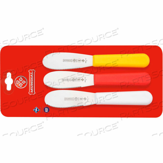 SANDWICH SPREADER, 3-1/2, SERRATED EDGE, 3 COLORS, SET OF 3