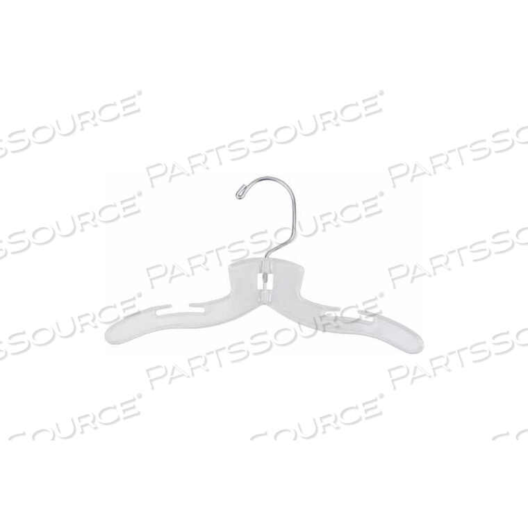 OEM#: 410NAHANCO DRESS HANGER-INFANT SUPER HEAVY WEIGHT, 10L, PLASTIC-CL, PKG QTY 200 by National Hanger Company Inc.