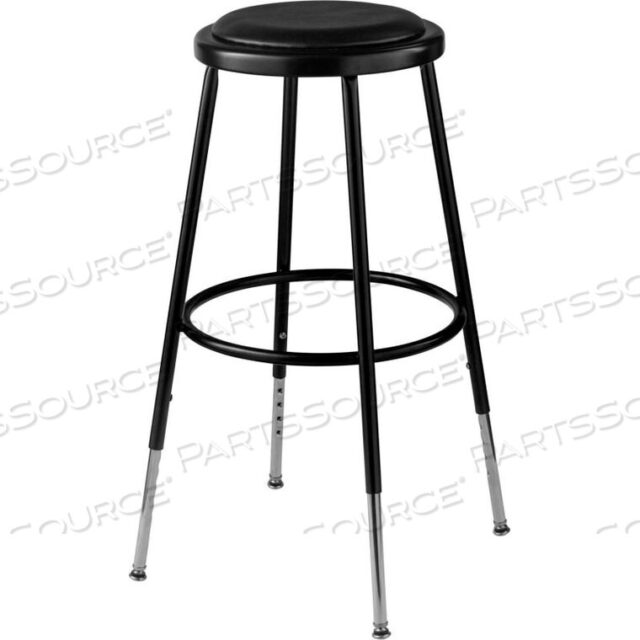 OEM#: 6424H-10INTERION STEEL SHOP STOOL WITH PADDED SEAT - ADJUSTABLE HEIGHT 25-33 - BLACK - PACK OF 2 by National Public Seating