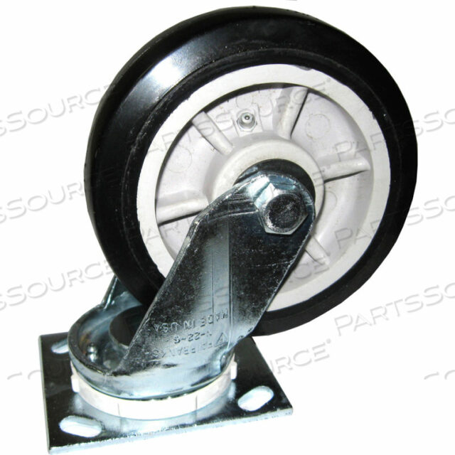 ZINC PLATED SWIVEL CASTER - POLYURETHANE WITH POLYETHYLENE CENTER - 6 DIA.