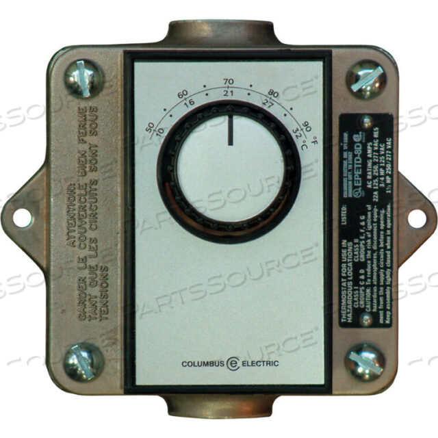 OEM#: EPETD8DREMOTE MOUNTED THERMOSTAT DOUBLE POLE DOUBLE THROW BI-METAL 120-277V 50-90F by TPI Corporation