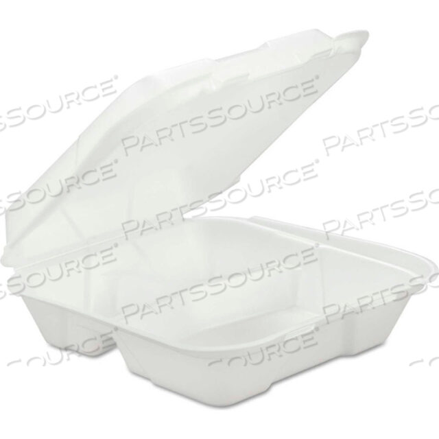 HINGED LID FOAM FOOD CONTAINERS 9-1/4 X 9-1/4 X 3 3 COMPARTMENTS - 200 PACK