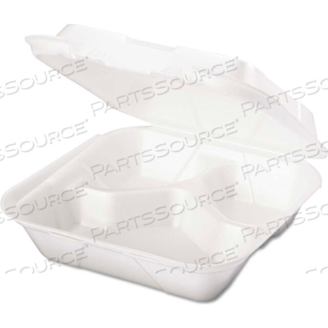 HINGED LID FOAM FOOD CONTAINER 8-1/4 X 8 X 3 1 COMPARTMENT - 200 PACK