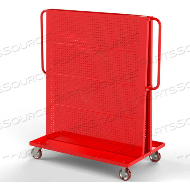 OEM#: F89546RMODULAR A-FRAME BIN CART F89546 W/2 ROUND-PEG PEGBOARD PANELS 48W X 30D X 62H, RED by Valley Craft Industries, Inc