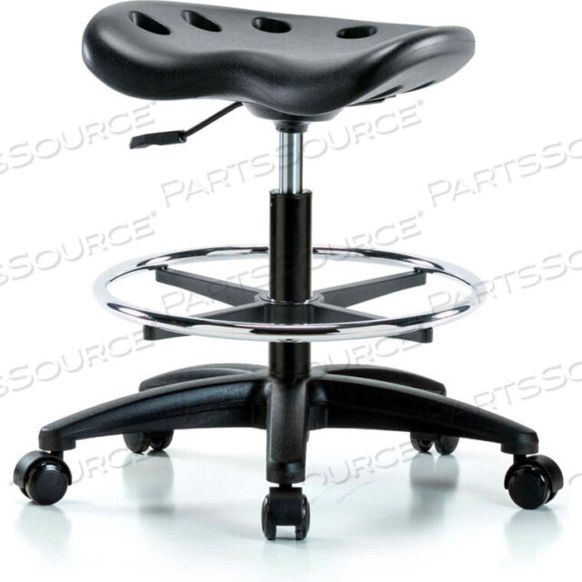 OEM#: PTMBSL-RG-CF-RC-BLKINTERION POLYURETHANE TRACTOR STOOL WITH FOOT RING - BLACK W/ BLACK BASE by E Com Inc