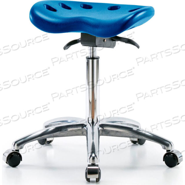 OEM#: PTMBSO-CR-NF-CC-BLUINTERION POLYURETHANE TRACTOR STOOL WITH SEAT TILT - BLUE W/ CHROME BASE by E Com Inc