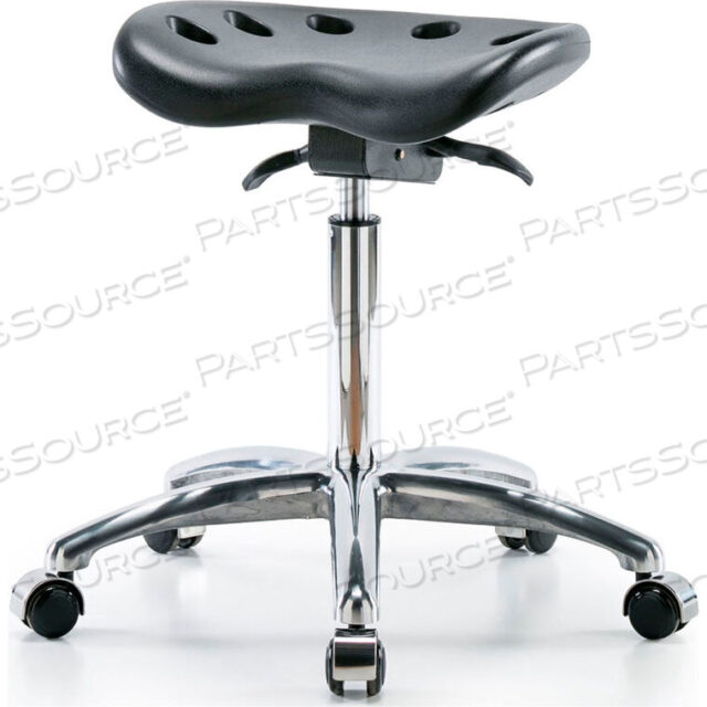 OEM#: PTMBSO-CR-NF-CCINTERION POLYURETHANE TRACTOR STOOL WITH SEAT TILT - BLACK W/ CHROME BASE by E Com Inc