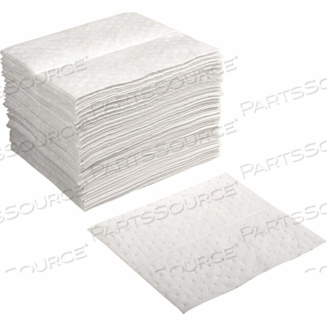 OEM#: 2MBWPB-8-BOXHYDROCARBON BASED OIL SORBENT PAD, MEDIUM WEIGHT,15 X 18, WHITE, 100/PACK by Evolution Sorbent Product