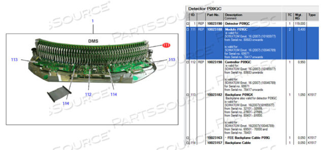 Заменяет Siemens Medical Solutions 10023188MODULE P09GC