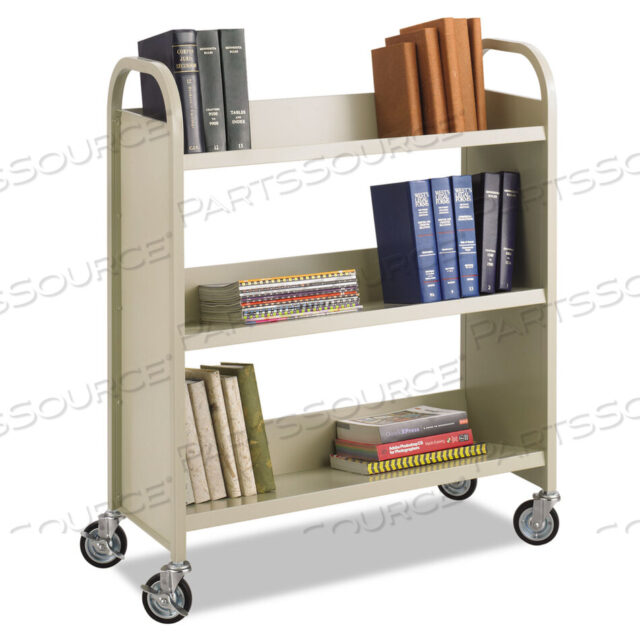 OEM#: 5358SASTEEL ТЕЛЕЖКА ДЛЯ КНИГ, ОДНОСТОРОННЯЯ, МЕТАЛЛИЧЕСКАЯ, 3 ПОЛКИ, ВМЕСТИМОСТЬ 300 ФУНТОВ, 36 X 14,5 X 43,5, ПЕСОЧНЫЙ от Safco