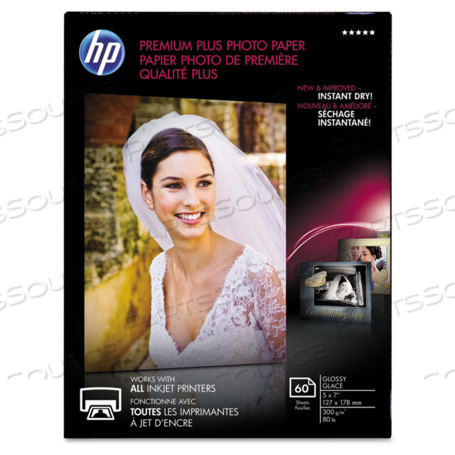 ФОТОБУМАГА PREMIUM PLUS, 11,5 МИЛ, 5 X 7, ГЛЯНЦЕВАЯ БЕЛАЯ, 60 ШТ./УПАКОВКА