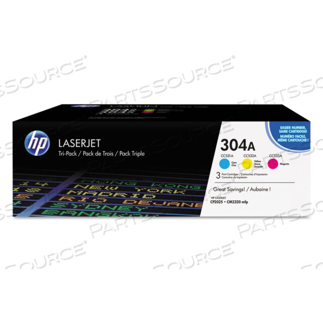 HP 304A, (CF340A) УПАКОВКА ИЗ 3 ОРИГИНАЛЬНЫХ ТОНЕР-КАРТРИДЖЕЙ LASERJET ЦВЕТА ГОЛУБОЙ/ПУРПУРНЫЙ/ЖЕЛТЫЙ