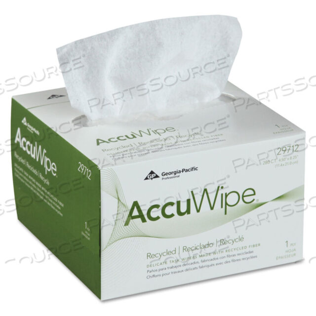 OEM#: 29712ACCUWIPE ОДНОСЛОЙНЫЕ САЛФЕТКИ ДЛЯ ДЕЛИКАТНОЙ ПРОТИРКИ ИЗ ПЕРЕРАБОТАННЫХ МАТЕРИАЛОВ, 4,5 X 8,25, БЕЛЫЕ, 280/КОРОБКА от Georgia-Pacific
