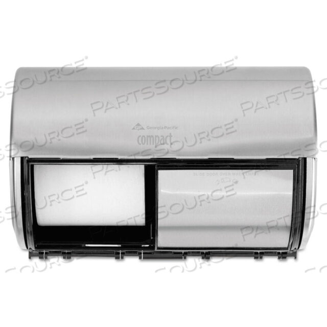 OEM#: 56798КОМПАКТНЫЙ БЕЗСТЕРЖНЕВОЙ ДИСПЕНСЕР С 2 РУЛОНАМИ, 10,13 X 6,75 X 7,13, НЕРЖАВЕЮЩАЯ СТАЛЬ от Georgia-Pacific