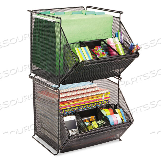 OEM#: 2164BLONYX СЕТЧАТЫЙ КОНТЕЙНЕР ДЛЯ ХРАНЕНИЯ, 4 ОТСЕКА, СТАЛЬНАЯ СЕТКА, 14 X 15,5 X 11,75, ЧЕРНЫЙ от Safco