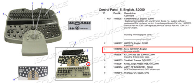 OEM#: 10043188KEYS, S/SC2000 CP, АНГЛИЙСКИЙ от Siemens Medical Solutions