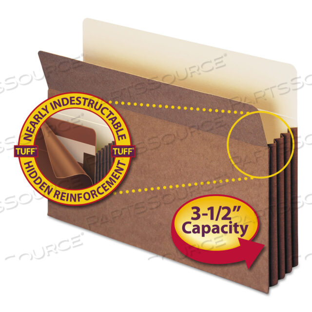OEM#: 74380REDROPE TUFF POCKET, ОТКИДНЫЕ ПЕРЕДНИЕ КАРМАНЫ ДЛЯ ФАЙЛОВ С ПОЛНОСТЬЮ ЗАКРЫТЫМИ ВСТАВКАМИ, РАСШИРЕНИЕ 3,5, РАЗМЕР LEGAL, REDROPE, 10 ШТ./КОРОБКА от Smead