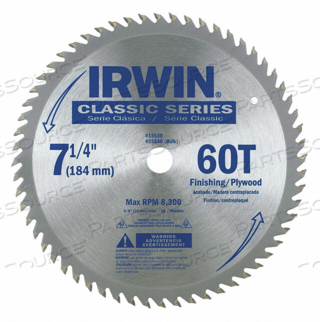 OEM#: 15530ZRSпильное полотно стальное 7-1/4 дюйма 60 зубьев от IRWIN Tools