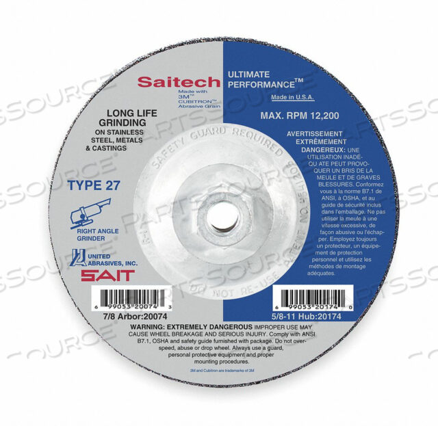 OEM#: 20164DEPRESSED CTR WHEEL T27 4-1/2IN 5/8IN-11 от United Abrasives-Sait
