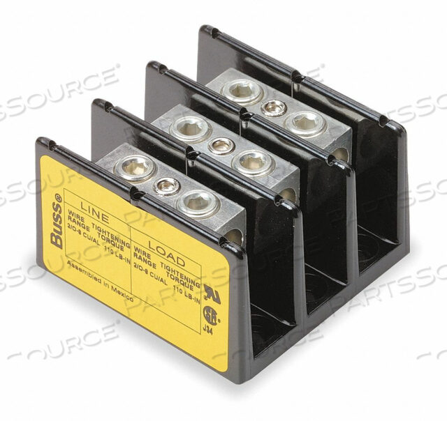 OEM#: 16204-3MIN PWR DIST BLOCK 175A 3P 2/0-8AWG 600V от Cooper Bussmann