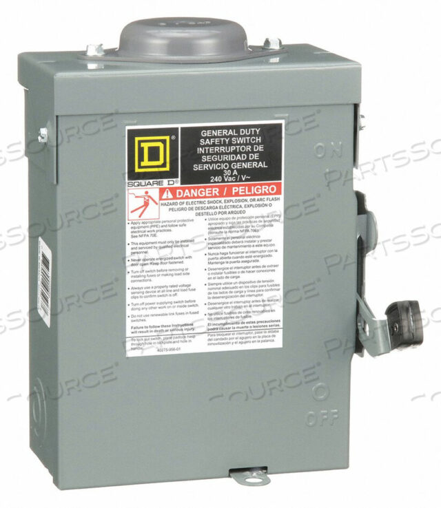 OEM#: D321NRBАВАРИЙНЫЙ ВЫКЛЮЧАТЕЛЬ 240 В переменного тока 3PST 30 AMPS AC от Square D