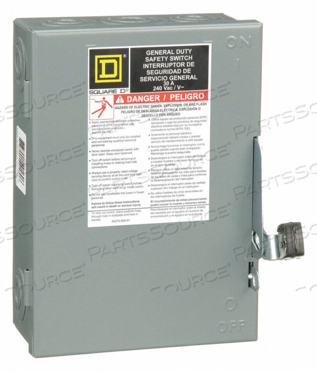 OEM#: DU321АВАРИЙНЫЙ ВЫКЛЮЧАТЕЛЬ 240VAC 3PST 30 AMPS AC by Square D