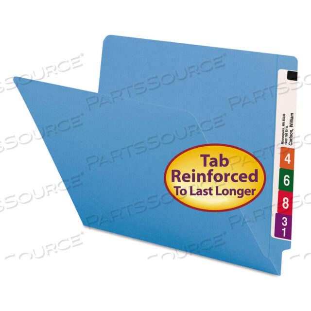 OEM#: 25010SHELF-MASTER REINFORCED END TAB COLORED FOLDERS, STRAIGHT TABS, LETTER SIZE, 0.75 EXPANSION, BLUE, 100/BOX by Smead