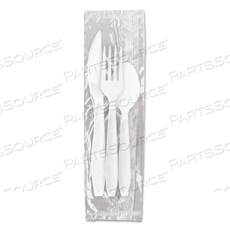 OEM#: RSW7Z-0007RELIANCE MEDIUMWEIGHT CUTLERY KIT, KNIFE/FORK/SPOON, WHITE, 500 KITS/CARTON by Solo