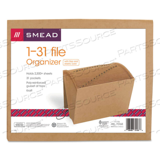 OEM#: 70168ИНДЕКСИРОВАННЫЕ РАСШИРЯЮЩИЕСЯ ФАЙЛЫ KRAFT, 31 СЕКЦИЯ, ЗАСТЕЖКА НА ЭЛАСТИЧНОМ ШНУРЕ, ВЫСОКИЕ ЯЗЫКИ 1/15, ФОРМАТ LETTER, KRAFT by Smead