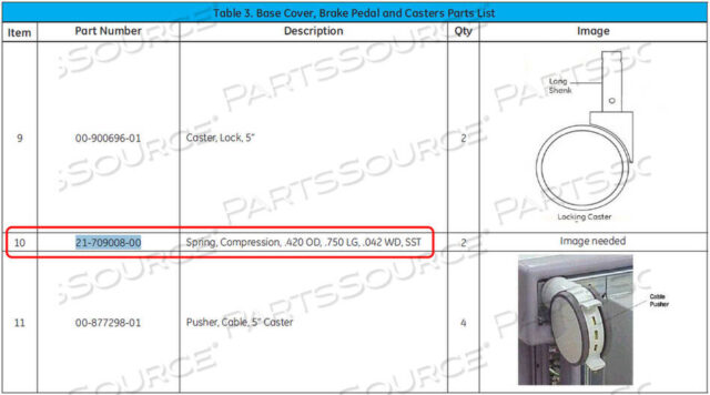 Заменяет OEC Medical Systems (GE Healthcare) 21-709008-00SPRING