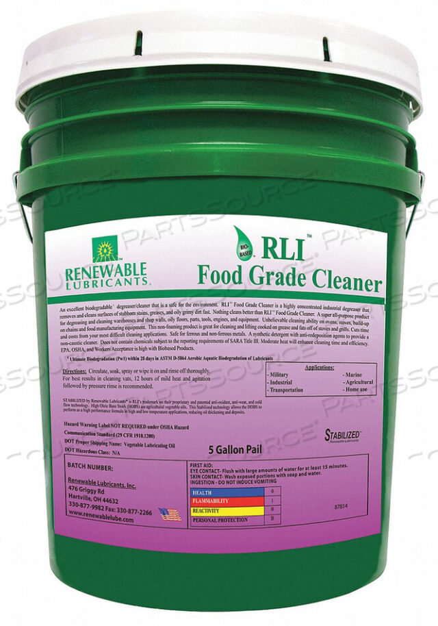 OEM#: 87814ЖИДКОСТЬ ДЛЯ ОЧИСТКИ ПИЩЕВОГО ОБОРУДОВАНИЯ 5 ГАЛЛОНОВ от Renewable Lubricants