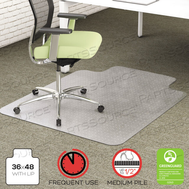 КОВРИК ДЛЯ СТУЛА ENVIRONMAT RECYCLEED ANYTIME USE, СРЕДНИЙ ВОРС, 36 X 48 С БОРТОМ, ПРОЗРАЧНЫЙ