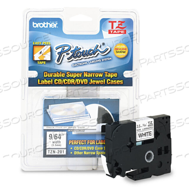 OEM#: TZEN201TZ СВЕРХУЗКАЯ НЕЛАМИНИРОВАННАЯ ЛЕНТА ДЛЯ P-TOUCH LABELER, 0,13 X 26,2 ФУТА, ЧЕРНАЯ НА БЕЛОМ от Brother