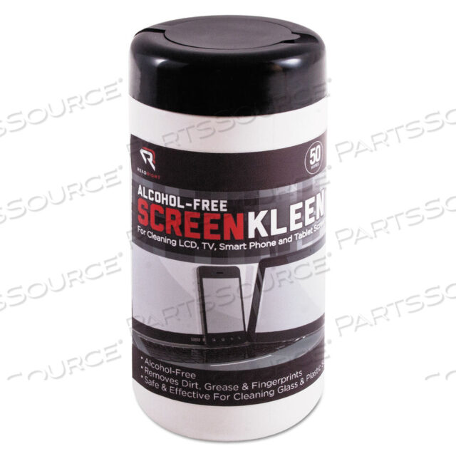 OEM#: RR1491SCREENKLEEN ВЛАЖНЫЕ САЛФЕТКИ ДЛЯ ЭКРАНА МОНИТОРА, ТКАНЬ, 5,25 X 5,75, 50/ТУБА от Read Right