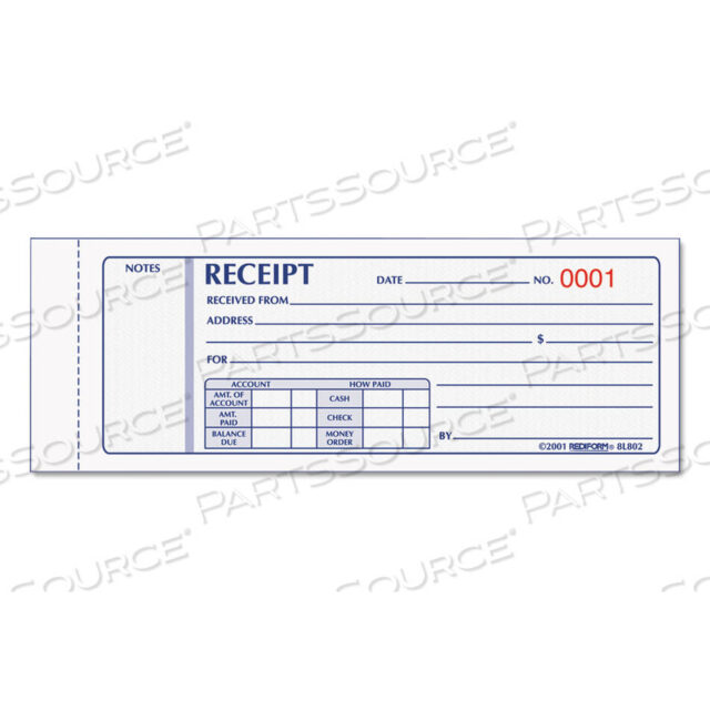 OEM#: 8L802ЧЕКОВАЯ КНИЖКА, ТРЕХЧАСТНАЯ, БЕЗ КОПИРОВАНИЯ, 7 X 2,75, 4 ФОРМЫ/ЛИСТ, ВСЕГО 50 ФОРМ от Rediform