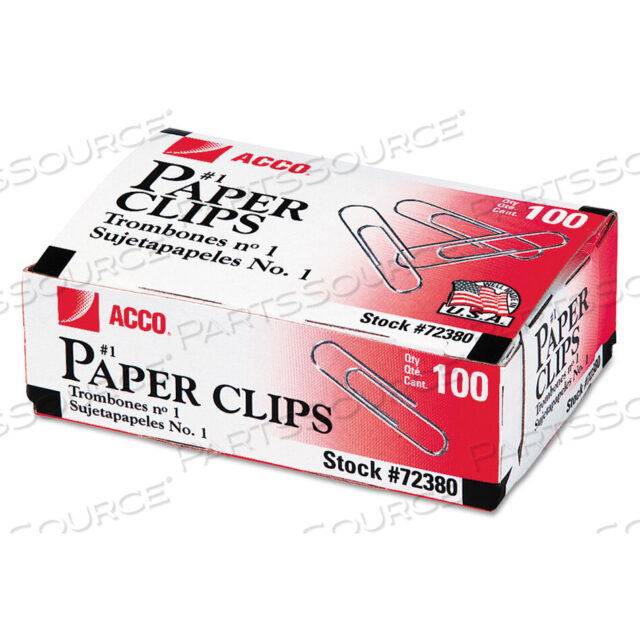 OEM#: 72380СКРЕПКИ ДЛЯ БУМАГ, #1, ГЛАДКИЕ, СЕРЕБРЯНЫЕ, 100 СКРЕПОК/КОРОБКА, 10 КОРОБОК/УПАКОВКА от ACCO Brands