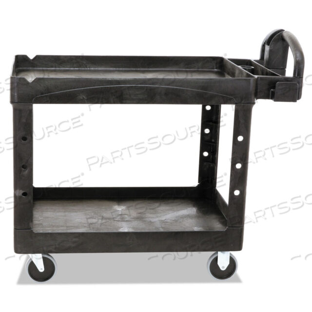 OEM#: FG452088BLAHEAVY-DUTY UTILITY CART С ПОЛКАМИ С ВЫСТУПАМИ, ПЛАСТИКОВАЯ, 2 ПОЛКИ, ГРУЗОПОДЪЕМНОСТЬ 500 ФУНТОВ, 25,9 X 45,2 X 32,2, ЧЕРНАЯ от Rubbermaid Medical Division
