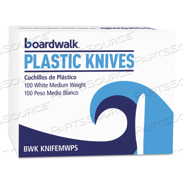 OEM#: BWK KNIFEMWPSСРЕДНИЙ ВЕС ПОЛИСТИРОЛА СТОЛОВЫЕ ПРИБОРЫ, НОЖ, БЕЛЫЙ, 10 КОРОБОК ПО 100 ШТ./КОРОБКА от Boardwalk