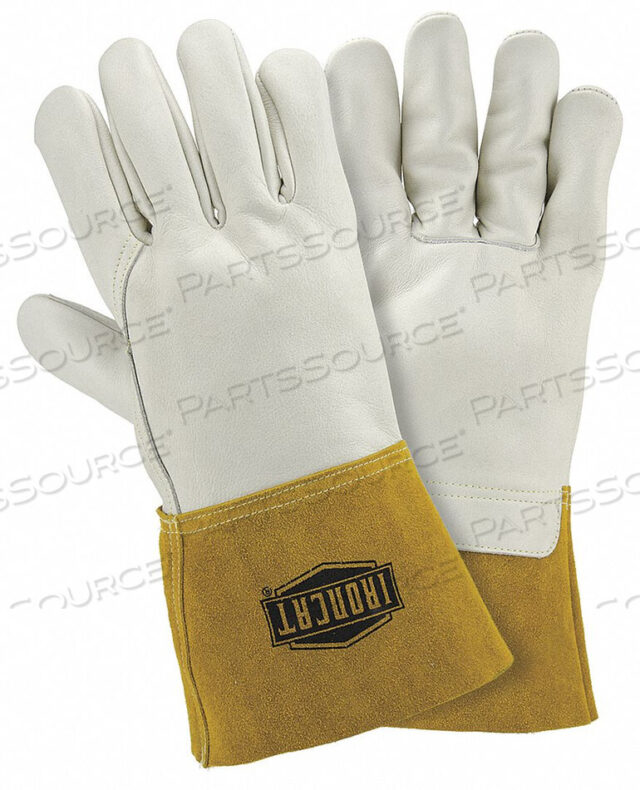 OEM#: 6010/MIRONCAT HEAVYWEIGHT TOP GRAIN COWHIDE MIG WELDING GLOVES, IVORY, MEDIUM, ALL LEATHER by West Chester
