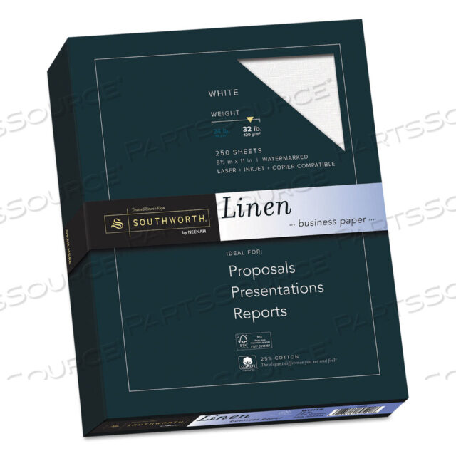 OEM#: J558C25% COTTON LINEN BUSINESS PAPER, 32 LB BOND WEIGHT, 8.5 X 11, WHITE, 250/PACK by SOUTHWORTH PRODUCTS CORP
