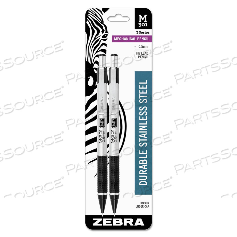 OEM#: 54012M-301 МЕХАНИЧЕСКИЙ КАРАНДАШ, 0,5 ММ, HB (#2.5), ЧЕРНЫЙ ГРИФЕЛЬ, СТАЛЬНОЙ/ЧЕРНЫЙ КОРПУС, 2 ШТ. В УПАКОВКЕ от Zebra Pen Corporation