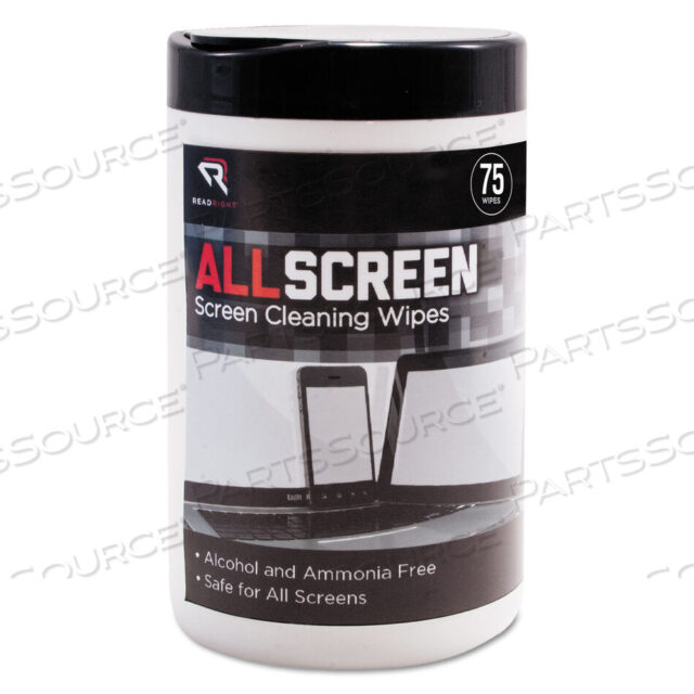 OEM#: RR15045ALLSCREEN САЛФЕТКИ ДЛЯ ОЧИСТКИ ЭКРАНОВ, 6 X 6, БЕЛЫЕ, 75/ТУБКА от Read Right