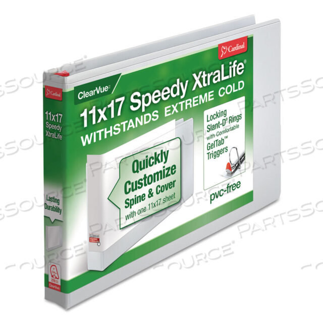 OEM#: 56200SPEEDY XTRALIFE ПАПКА-ПАПКА С АНТИПРИГАРНЫМ ПОКРЫТИЕМ, ЗАМОК, НАКЛОННЫЕ КОЛЬЦА D, 3 КОЛЬЦА, ВМЕСТИМОСТЬ 1, 11 X 17, БЕЛАЯ от Cardinal